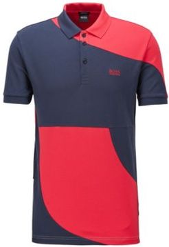 HUGO BOSS - Color Blocked Polo Shirt In Cotton With Chest Logo - Pink