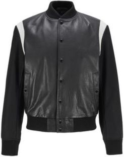 HUGO BOSS - Bomber Jacket In Buffalo Leather With Star Motif - Black