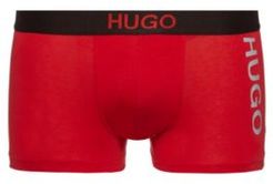 BOSS - Stretch Cotton Trunks With Vertical Reflective Logo Print - Red