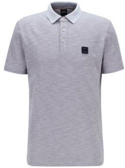 HUGO BOSS - Cotton Polo Shirt With Denim Logo Patch - Dark Grey