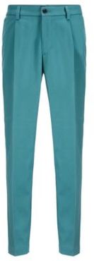 HUGO BOSS - Pleated Relaxed Fit Pants In An Italian Cotton Blend - Light Green