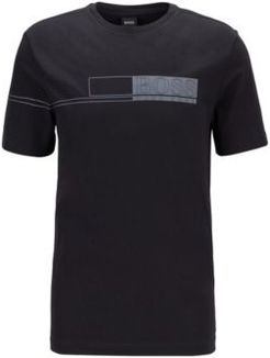HUGO BOSS - Pure Cotton T Shirt With Block Print Logo - Black