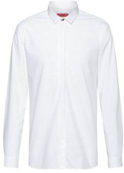BOSS - Extra Slim Fit Shirt With Hardware Detail - White