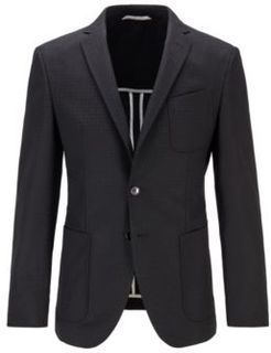 HUGO BOSS - Extra Slim Fit Jacket With Tonal Monogram Pattern - Black