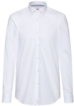 BOSS - Slim Fit Shirt In Easy Iron Cotton Poplin - White