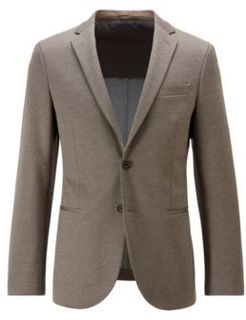 HUGO BOSS - Slim Fit Jacket In Stretch Fabric With Micro Pattern - Light Beige
