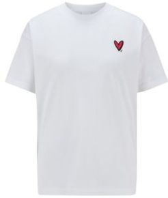 HUGO BOSS - Relaxed Fit T Shirt With Heart Embroidery And Swarovski Crystals - White