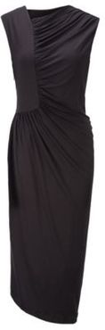HUGO BOSS - Jersey Dress With Gathering And Asymmetric Hem - Black