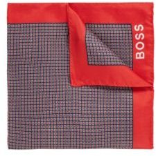 HUGO BOSS - Italian Made Pocket Square In Printed Silk - Dark Red