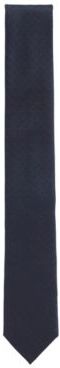 HUGO BOSS - Italian Made Tie In Pure Silk With Tonal Monograms - Dark Blue