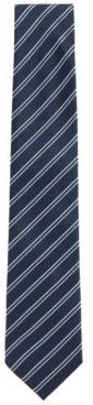 HUGO BOSS - Diagonally Striped Tie In Italian Silk Jacquard - Light Blue