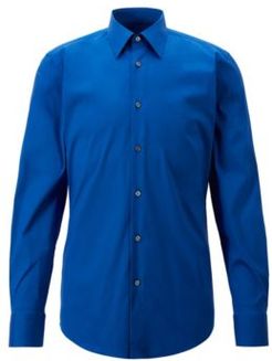 HUGO BOSS - Slim Fit Shirt In Cotton Blend Stretch Poplin - Light Blue