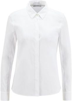 HUGO BOSS - Slim Fit Blouse In Stretch Fabric With Jersey Back - White