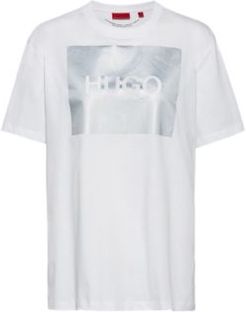 BOSS - Relaxed Fit T Shirt In Organic Cotton With Reflective Logo Print - White
