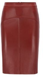 HUGO BOSS - Pencil Skirt In Nappa Leather With Rear Slit - Brown