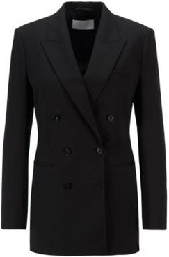 HUGO BOSS - Double Breasted Regular Fit Jacket In Italian Stretch Wool - Black