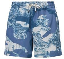 HUGO BOSS - Quick Dry Swim Shorts In Camouflage Print Recycled Fabric - Light Blue