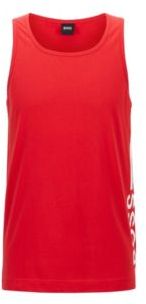 HUGO BOSS - Tank Top In Pure Cotton With Vertical Logo - Red