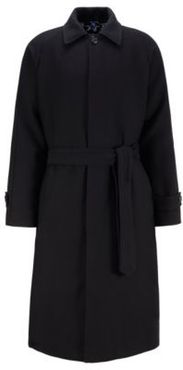 HUGO BOSS - Relaxed Fit Cotton Blend Coat With Rear Star Motif - Black