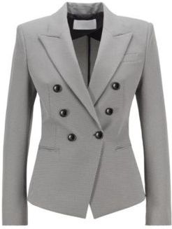 HUGO BOSS - Slim Fit Jacket In Stretch Fabric With Micro Houndstooth - Patterned