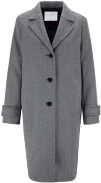 HUGO BOSS - Relaxed Fit Coat With Two Tone Herringbone Structure - Patterned