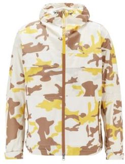 HUGO BOSS - Camouflage Print Windbreaker Jacket With Mesh Panel - Yellow