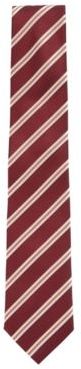HUGO BOSS - Italian Made Tie In Water Repellent Striped Silk - Dark Red