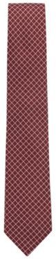 HUGO BOSS - Water Repellent Tie In Pure Silk With Geometric Pattern - Dark Red