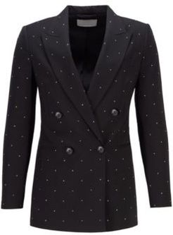 HUGO BOSS - Relaxed Fit Jacket In Virgin Wool With Swarovski Crystals - Black