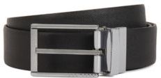 HUGO BOSS - Reversible Belt In Italian Leather With Engraved Buckle - Black