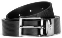 BOSS - Italian Made Reversible Leather Belt With Plaque And Buckle - Black