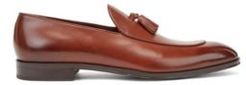 HUGO BOSS - Italian Made Leather Loafers With Tassel Trim - Light Brown