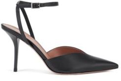 HUGO BOSS - Slingback Pumps In Italian Leather With Ankle Strap - Black