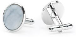 BOSS - Round Brass Cufflinks With Colored Insert - White