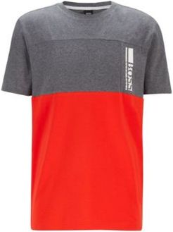 HUGO BOSS - Color Block Logo T Shirt In Stretch Cotton Jersey - Grey