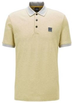 HUGO BOSS - Regular Fit Polo Shirt In Melange Cotton - Yellow