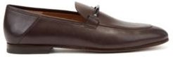 HUGO BOSS - Italian Made Loafers In Leather With Logo Engraved Hardware - Dark Brown