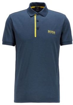 HUGO BOSS - Slim Fit Polo Shirt In Melange S.Caf Fabric - Dark Blue