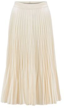 HUGO BOSS - Crinkle Crepe Midi Skirt With Graduated Pliss Pleats - White