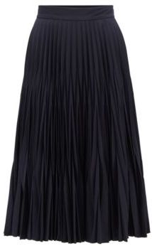 HUGO BOSS - Crinkle Crepe Midi Skirt With Graduated Pliss Pleats - Light Blue