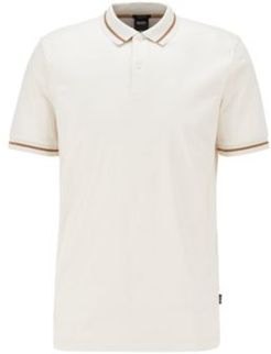 HUGO BOSS - Mercerised Cotton Polo Shirt With Tipping Stripes - White