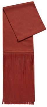 HUGO BOSS - Cashmere Scarf With Leather Fringing - Brown