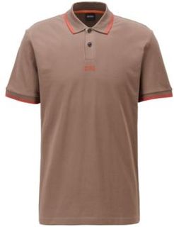 HUGO BOSS - Cotton Piqu Polo Shirt With Seven Layer Logo - Khaki