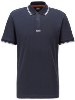 HUGO BOSS - Cotton Piqu Polo Shirt With Seven Layer Logo - Dark Blue