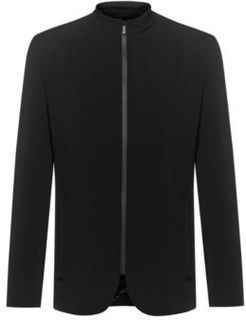 BOSS - Slim Fit Jacket With Zip Through Front - Black