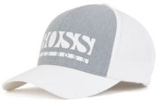 HUGO BOSS - Cap In Cotton Blend Twill With Color Block Logo - White