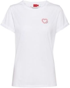BOSS - Organic Cotton T Shirt With Small Heart Print - White