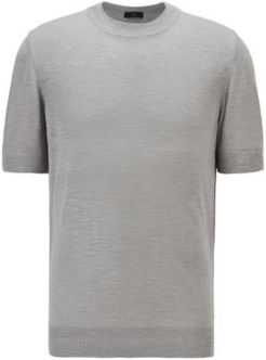 HUGO BOSS - Regular Fit Sweater Knitted In Tussah Silk - Silver