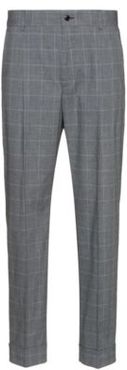 BOSS - Regular Fit Pants In Checked Stretch Cotton - Grey