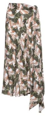 BOSS - Crane Print Wrap Skirt With Button Details - Patterned